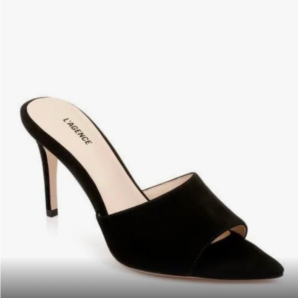 L'AGENCE Women's Lolita Pointed Toe Sandal Size 11 Black